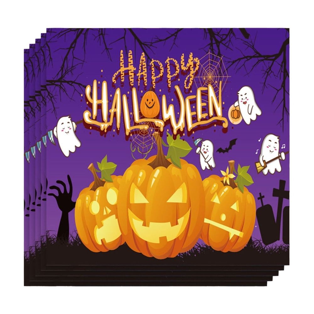 20 Pack Purple Halloween Napkins, Happy Halloween Guest Napkins, Disposable Pumpkin Black Cat Paper Napkins, Ideal for Halloween Table Dinner Decorations, Halloween Party Supplies