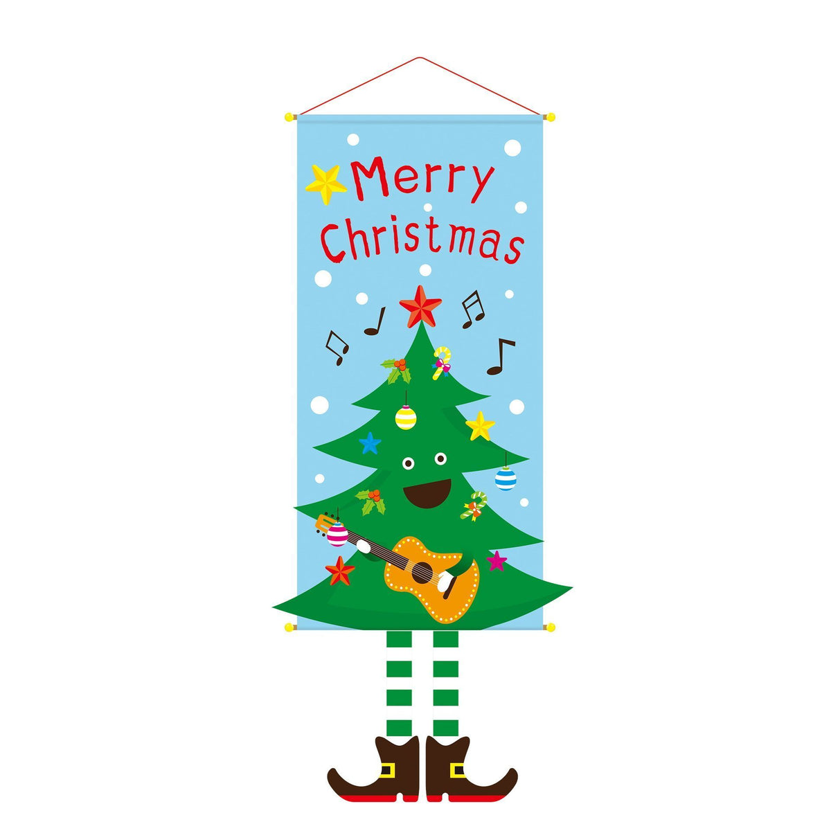 Christmas Tree Pattern Hanging Banner, Printed Background Cloth, Christmas & Halloween Party Decor Supplies, 110*40cm