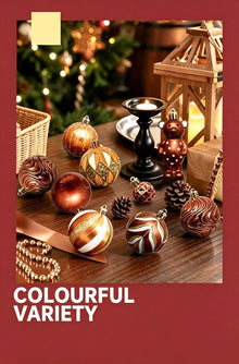 Christmas Tree Decor Baubles, 46PCS Hand Painted Ball Gift Set, Christmas & Halloween Scene Arrangement, Champagne White