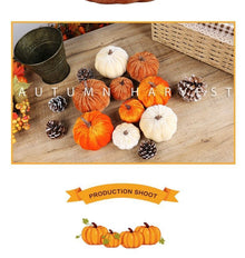 Soft Flocked Artificial Pumpkin, Ins Halloween & Christmas Tabletop Ornament, Shop Window Scene Arrangement Prop, Orange 8cm