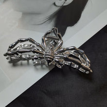 Halloween & Christmas White K Tone Spider Metal Hair Claw, Sophisticated Updo Accessory For Holiday Parties