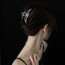 Halloween & Christmas White K Tone Spider Metal Hair Claw, Sophisticated Updo Accessory For Holiday Parties