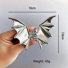Halloween & Christmas Silver White Bat Alloy Hair Claw, Decorative Shark Clip Suitable For Christmas & Halloween