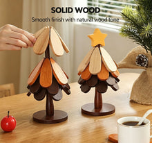 3-Tier Apple Style Christmas Tree Heat Insulation Trivet, Wooden Table Pad, Decor Supplies for Christmas & Halloween