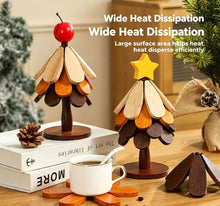 3-Tier Apple Style Christmas Tree Heat Insulation Trivet, Wooden Table Pad, Decor Supplies for Christmas & Halloween