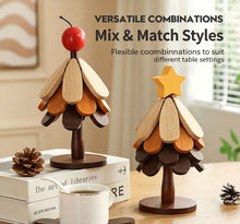 3-Tier Star Style Christmas Tree Heat Resistant Pot Mat, Creative Wooden Table Decor for Christmas & Halloween