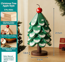 Green Christmas Tree 5-Tier Apple Pattern Heat Insulation Pad, Stylish Table Ornament for Christmas & Halloween