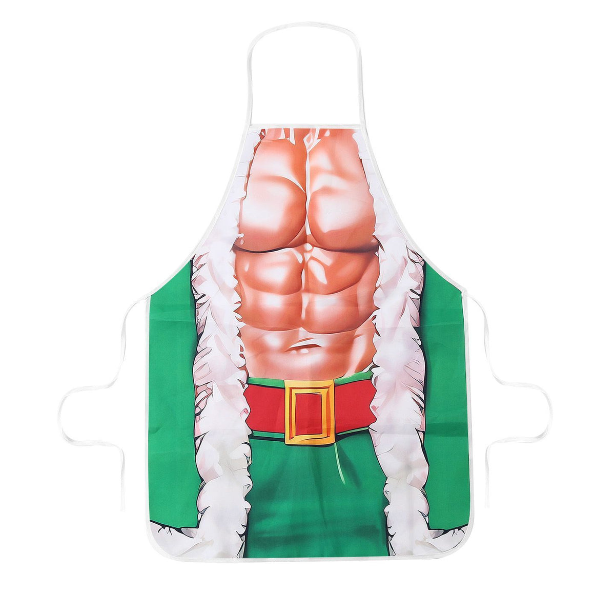 Green Muscle Man Print Party Apron, Stain‑Resistant Waterproof Kitchen Wear, Suitable for Christmas & Halloween Themed Party, 75*52cm