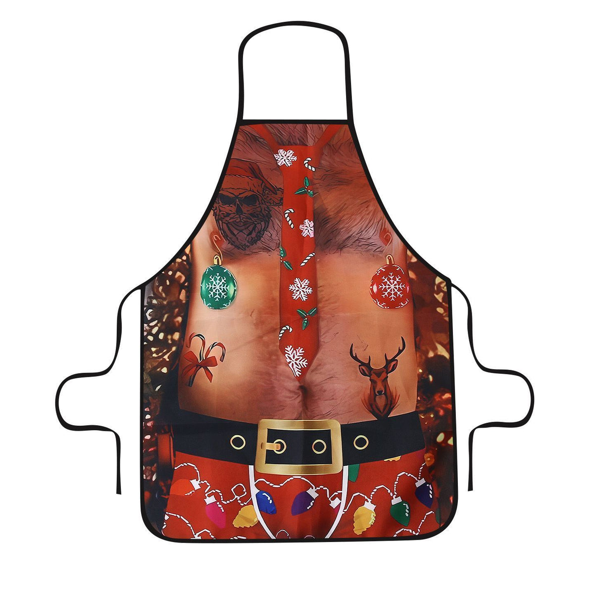 Funny Black Men‑style Party Apron, Waterproof Kitchen Apron, Novelty Costume Prop for Christmas & Halloween Party, 75*52cm