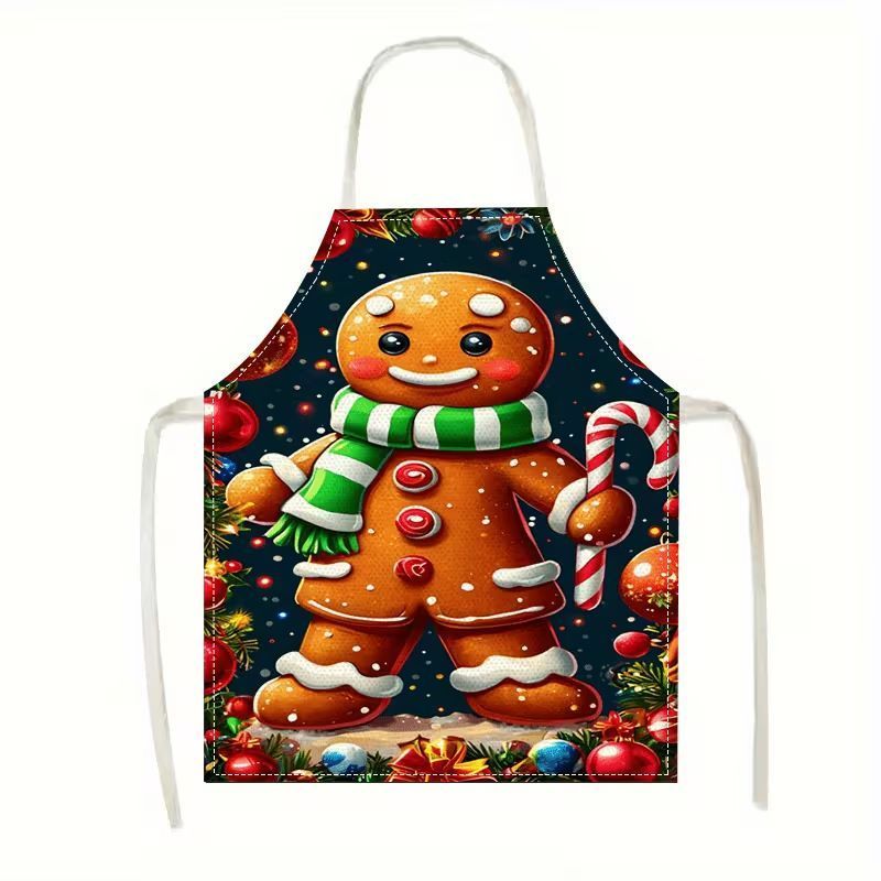 Baking Christmas & Halloween Apron, 56x45 cm Light Cotton Linen, lightweight and breathable, standard fit, designed with stain-resistant fabric for messy baking sessions.
