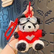 White Bear Plush Keychain With Red Heart Accent, Adorable Bag Hanging Ornament, Sweet Small Gift for Christmas & Halloween Occasions