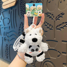 Cute West Highland Dog Plush Pendant In Panda Style, Soft Stuffed Bag Ornament, Novelty Small Gift for Christmas & Halloween Party