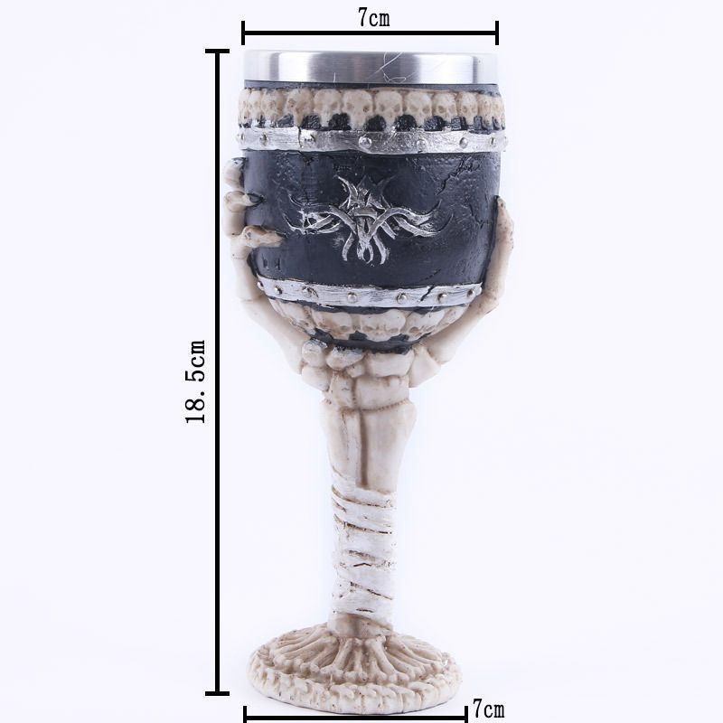 Resin Skeleton Bone Shaft Wine Goblet 2 PCS, Stainless Steel Inner Container, Novelty Bar Tableware for Christmas & Halloween Themed Event
