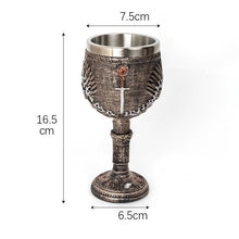 Resin Retro Engraved Pattern Goblet 2 PCS, Stainless Steel Inner Insert, Vintage Style Table Ornament for Christmas & Halloween Celebration