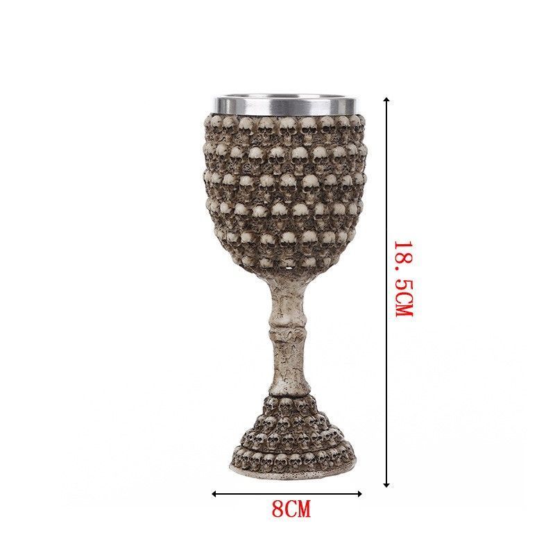 Resin Rivet Texture Wine Goblet 2 PCS, Embossed Surface Cup, Decor Bar Drinkware With Stainless Steel Liner for Christmas & Halloween