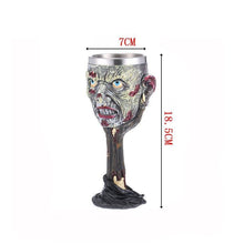 Resin Mutant Face Sculpted Goblet 2 PCS, Retro Horror‑style Cup, Stainless Steel Inner Container for Christmas & Halloween Theme Activity