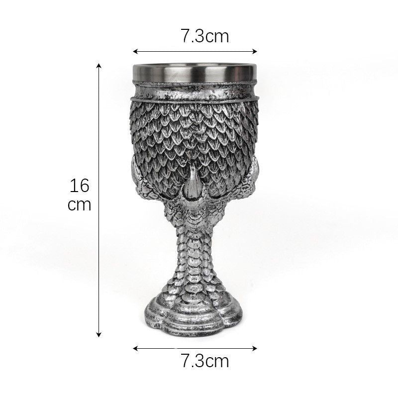 Resin Fish‑Scale Texture Goblet 2 PCS, Metallic Tone Resin Cup, Stainless Steel Inner Insert, Bar Table Decor for Christmas & Halloween