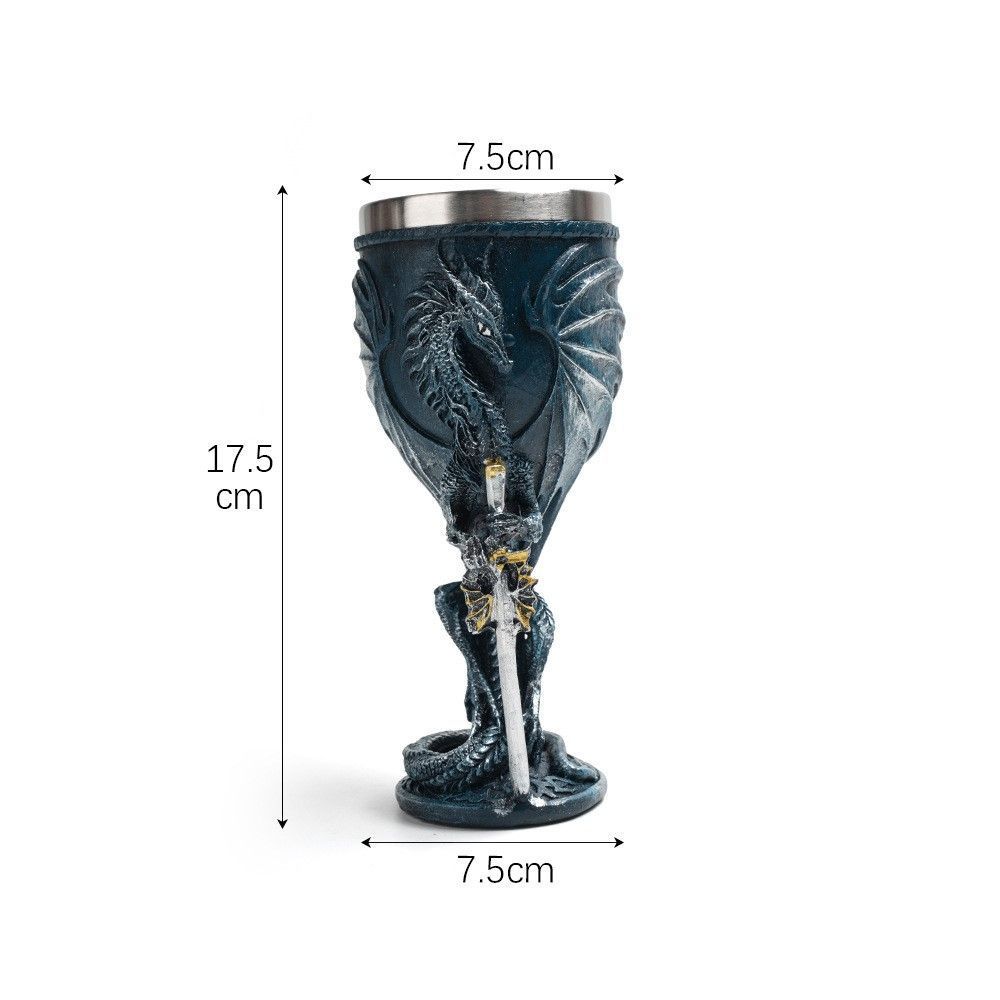 Resin Raven Bird Sculpted Goblet 2 PCS, Dark‑toned Gothic Resin Cup, Stainless Steel Inner Cup for Christmas & Halloween Holiday Setup