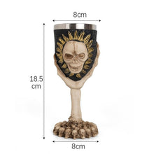 Resin Sun‑Framed Skull Goblet 2 PCS, Retro Relief Sculpted Cup, Stainless Steel Inner Insert, Desktop Ornament for Christmas & Halloween