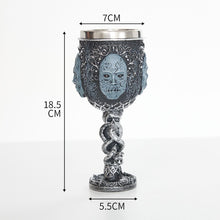 Resin Mask‑Embossed Wine Goblet 2 PCS, Twisted Stem Resin Cup, Stainless Steel Inner Cup for Christmas & Halloween Themed House Party
