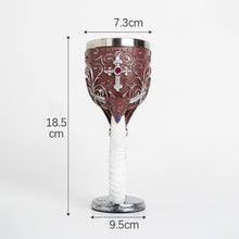 Resin Cross‑Ornamented Gothic Goblet 2 PCS, Dark‑red Tone Carved Resin Cup, Stainless Steel Liner for Christmas & Halloween Holiday Decor