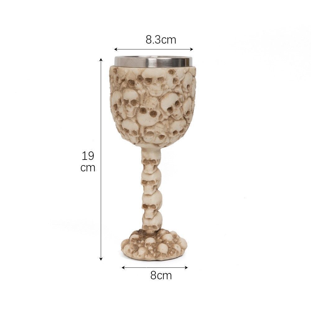 Resin Weathered Bone‑Pattern Goblet 2 PCS, Aged Bone‑textured Surface, Stainless Steel Inner Insert, Bar Drinkware for Christmas & Halloween