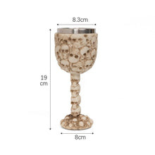 Resin Weathered Bone‑Pattern Goblet 2 PCS, Aged Bone‑textured Surface, Stainless Steel Inner Insert, Bar Drinkware for Christmas & Halloween