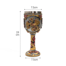 Resin Round Relief‑Medallion Goblet 2 PCS, Multi‑pattern Embossed Resin Cup, Stainless Steel Liner, Decor Tableware for Christmas & Halloween Party