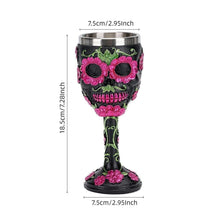 Resin Skull & Rose Embossed Goblet, Artistic Sculpted Cocktail Cup, Festive Bar Decor for Christmas & Halloween Holiday Occasion