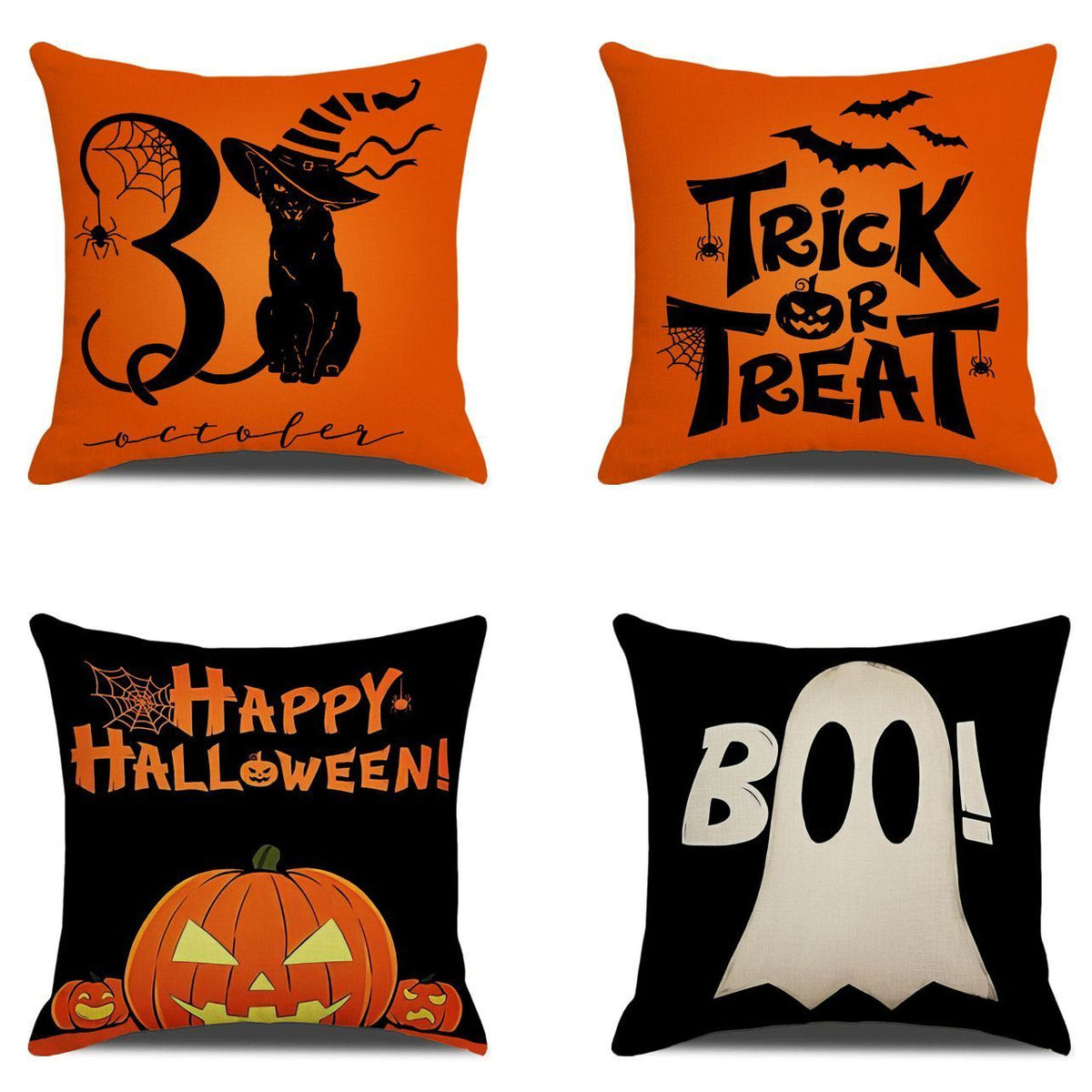 4PC Christmas & Halloween Themed Decorative Pillow Cover, Style 8, Suitable For Sofa, Living Room, Bedroom, 45x45cm Does Not Include Pillow Core, Neat Finishing Cushion Cover For Living Space Embellishment
