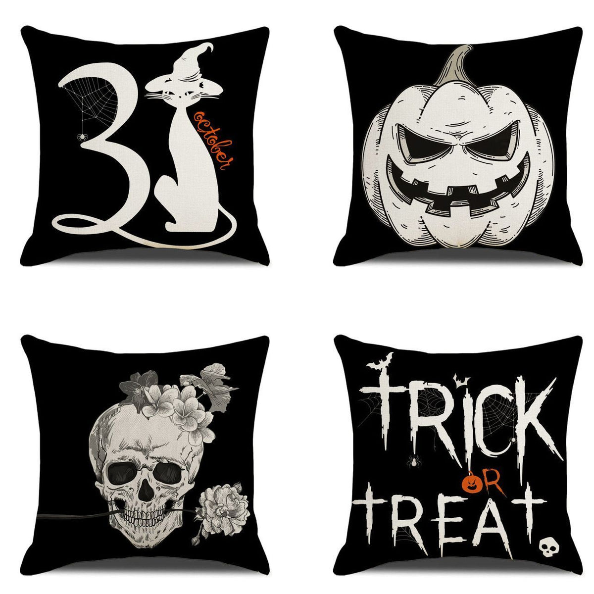 Style 1‑9 4PC Decorative Pillow Cover, Halloween & Christmas Home Decor, Suitable For Sofa, Living Room, Bedroom, 45x45cm Does Not Include Pillow Core, Cozy Feel Cushion Cover For Leisure Area Decoration