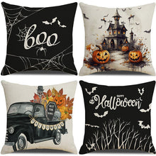 Christmas & Halloween Home Decor 4PC Decorative Pillow Cover, Style 14, Suitable For Sofa, Living Room, Bedroom, 45x45cm Does Not Include Pillow Core, Delicate Craft Cushion Cover For Indoor Atmosphere Building