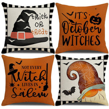 Christmas & Halloween Occasion 4PC Home Decor Pillow Cover, Style 22, Suitable For Sofa, Living Room, Bedroom, 45x45cm Does Not Include Pillow Core, Household Ornament Cushion Cover For Gathering Scene Setting