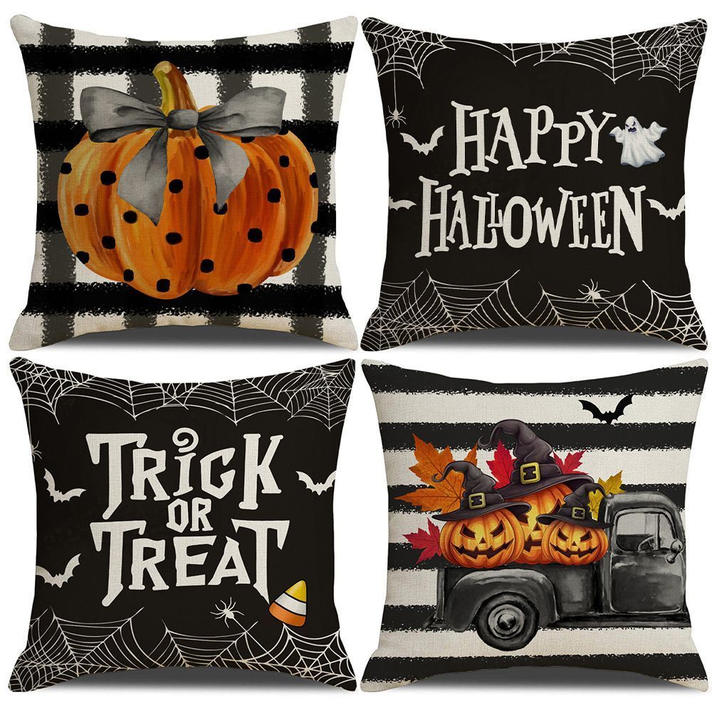 4PC Themed Home Pillow Cover, Designed For Christmas & Halloween, Style 24, Suitable For Sofa, Living Room, Bedroom, 45x45cm Does Not Include Pillow Core, Clean‑looking Cushion Cover For Modern Home Layout
