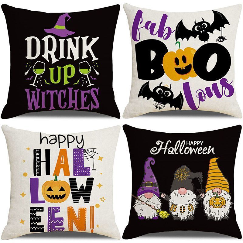 4PC Pillow Cover For Festival Decoration, Christmas & Halloween Home Display, Style 32, Suitable For Sofa, Living Room, Bedroom, 45x45cm Does Not Include Pillow Core, Cozy Home Decor Cushion Cover For Leisure Indoor Corner