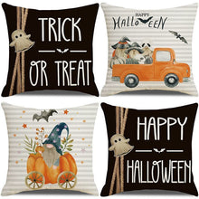 4PC Festive Decor Pillow Cover, For Christmas & Halloween Home Setting, Style 40, Suitable For Sofa, Living Room, Bedroom, 45x45cm Does Not Include Pillow Core, Room Embellishment Cushion Cover For Holiday Theme Build