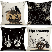 Decorative Pillow Cover 4PC, Christmas & Halloween Home Party Essential, Style 42, Suitable For Sofa, Living Room, Bedroom, 45x45cm Does Not Include Pillow Core, Household Decor Piece Cushion Cover For Seasonal Ornament Update