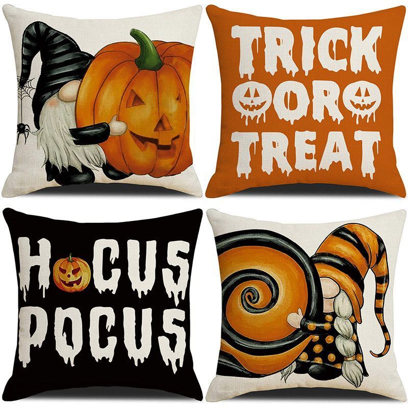 4PC Home Party Pillow Cover, Christmas & Halloween Household Decor Item, Style 44, Suitable For Sofa, Living Room, Bedroom, 45x45cm Does Not Include Pillow Core, Furnishing Decor Cushion Cover For Leisure Household Space