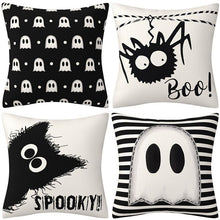 4PC Multi‑holiday Decor Pillow Cover, Christmas & Halloween Room Layout Supply, Style 48, Suitable For Sofa, Living Room, Bedroom, 45x45cm Does Not Include Pillow Core, Home Decor Accessory Cushion Cover For Holiday Household Gathering