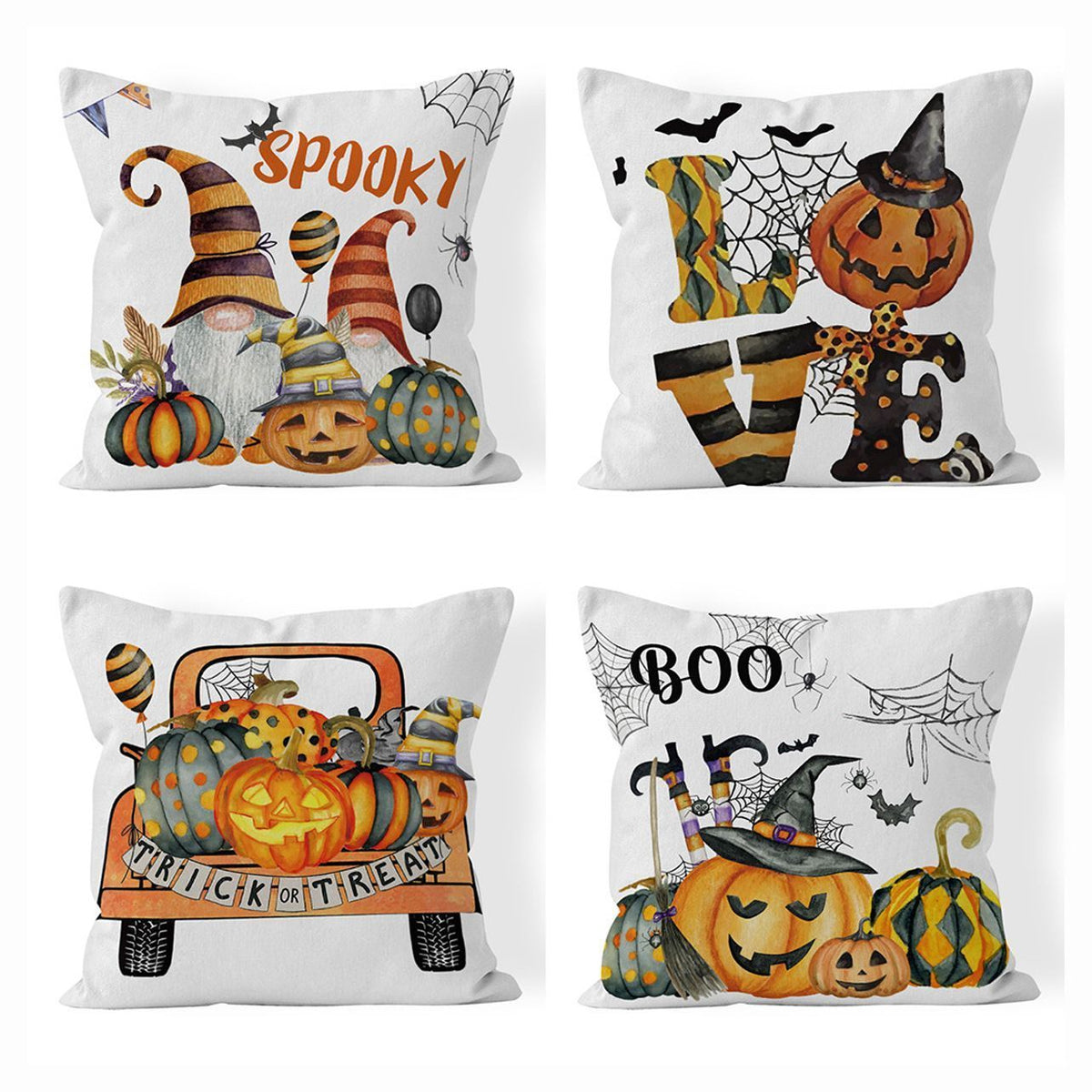 4PC Themed Home Pillow Covers, Fit For Halloween & Christmas, Style‑51, Suitable For Sofa, Living Room, Bedroom, 45x45cm, Pillow Insert Not Included, Soft‑handfeel Cushion Cover For Leisure Space Decoration