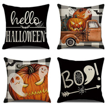 Halloween & Christmas Home Party Essential 4PC Pillow Covers, Style‑54, Suitable For Sofa, Living Room, Bedroom, 45x45cm, Pillow Insert Not Included, Neat Appearance Cushion Cover For Room Visual Upgrade