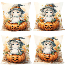 4PC Indoor Ornament Pillow Cover Designed For Halloween & Christmas, Style‑74, Suitable For Sofa, Living Room, Bedroom, 45x45cm, Pillow Insert Not Included, Delicate Workmanship Cushion Cover For Party Scene Setup