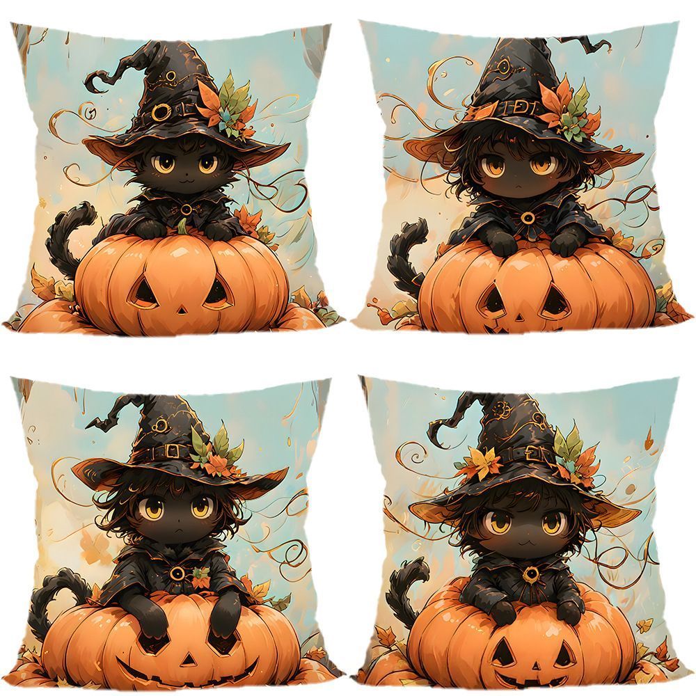 4PC Decorative Home Pillow Cover For Christmas & Halloween, Style‑64, Suitable For Sofa, Living Room, Bedroom, 45x45cm, Pillow Insert Not Included, Elegant Look Cushion Cover For Room Visual Improvement