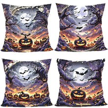 4PC Household Holiday Ornament Pillow Cover For Christmas & Halloween, Style‑72, Suitable For Sofa, Living Room, Bedroom, 45x45cm, Pillow Insert Not Included, Fine Texture Cushion Cover For Leisure Corner Decoration