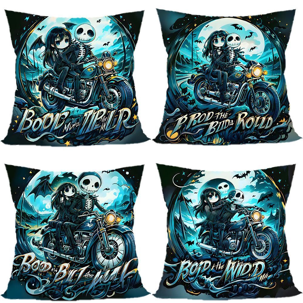 4PC Indoor Festival Pillow Cover For Halloween & Christmas Celebration, Style‑73, Suitable For Sofa, Living Room, Bedroom, 45x45cm, Pillow Insert Not Included, Practical Decor Cushion Cover For Family Gathering Preparation