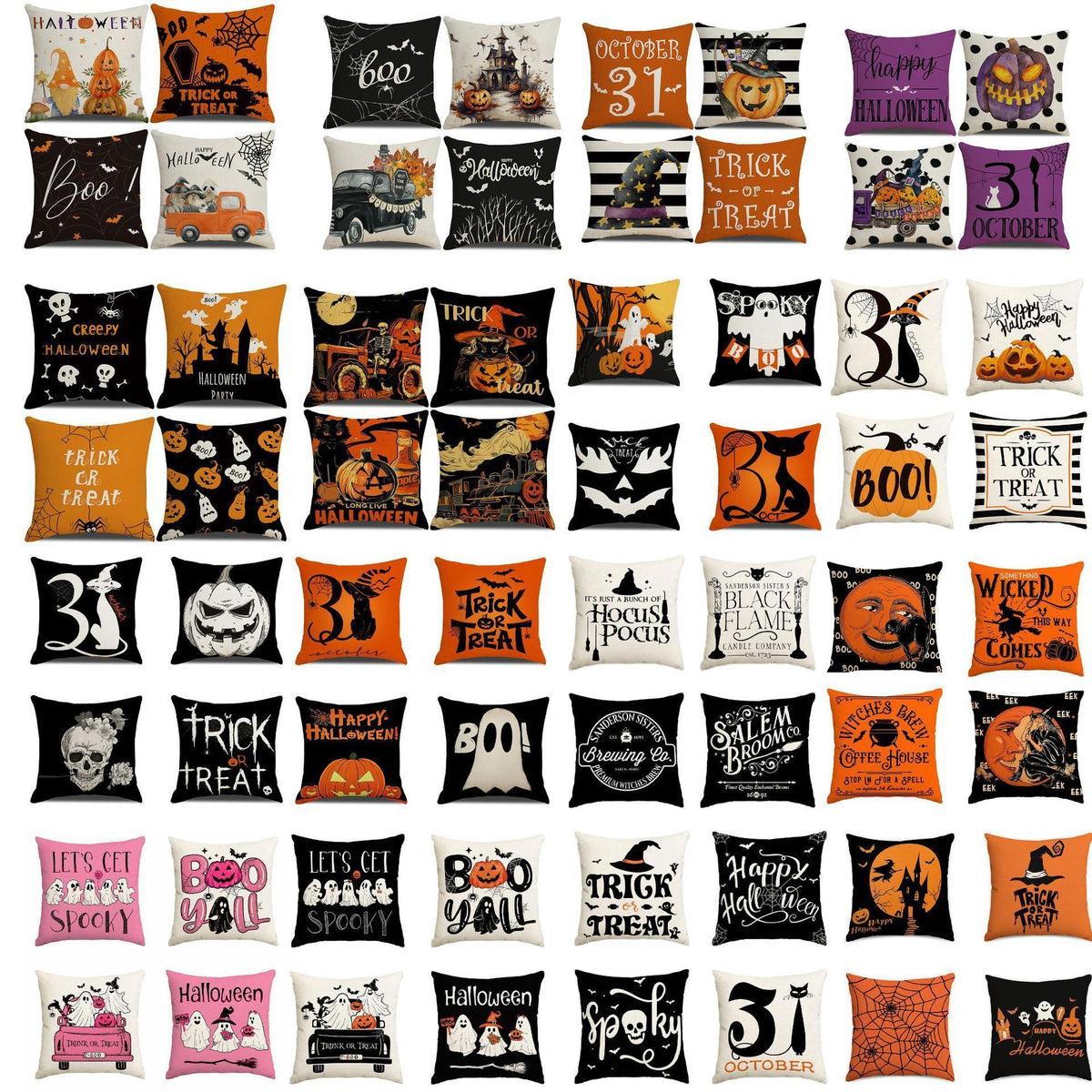 4PC Christmas & Halloween Home Decor 4PC Pillow Cover, Style‑56, Suitable For Sofa, Living Room, Bedroom, 45x45cm, Pillow Insert Not Included, Soft Surface Cushion Cover For Warm Festive Vibe