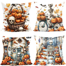 4PC Halloween & Christmas Themed Decorative Pillow Cover, Style‑59, Suitable For Sofa, Living Room, Bedroom, 45x45cm, Pillow Insert Not Included, Fade‑proof Cushion Cover For Long‑time Ornament Effect