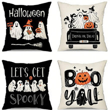 4PC Seasonal Home Ornament Pillow Cover For Halloween & Christmas Occasion, Style‑101, Suitable For Sofa, Living Room, Bedroom, 45x45cm, Pillow Insert Not Included, Versatile Cushion Cover For Different Furnishing Collocation