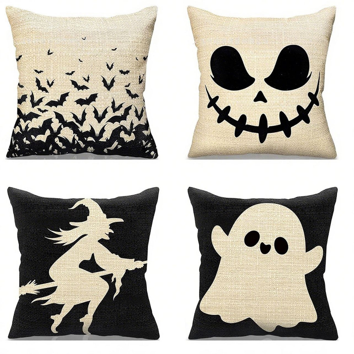 Christmas & Halloween Household Accent 4PC Pillow Cover, Style‑107, Suitable For Sofa, Living Room, Bedroom, 45x45cm, Pillow Insert Not Included, Light‑touch Cushion Cover For Festive Corner Ornament
