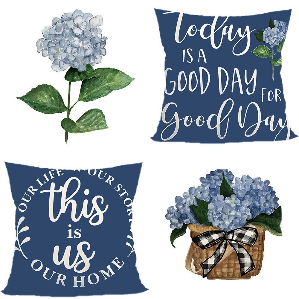 4PC Indoor Ornament Pillow Cover For Christmas & Halloween Occasion, Style‑91, Suitable For Sofa, Living Room, Bedroom, 45x45cm, Pillow Insert Not Included, Wear‑proof Cushion Cover For Repeated Festival Usage